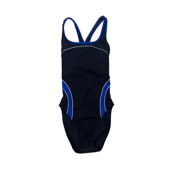 Speedo Womens One Piece Swimsuit‎ 6/32 Black Racerback Training Embroidered Logo - Picture 1 of 8